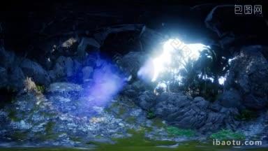 一束光照耀在洞穴中